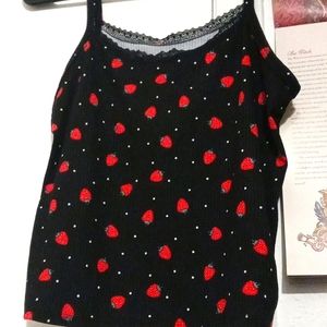 Strawberries & dots crop top